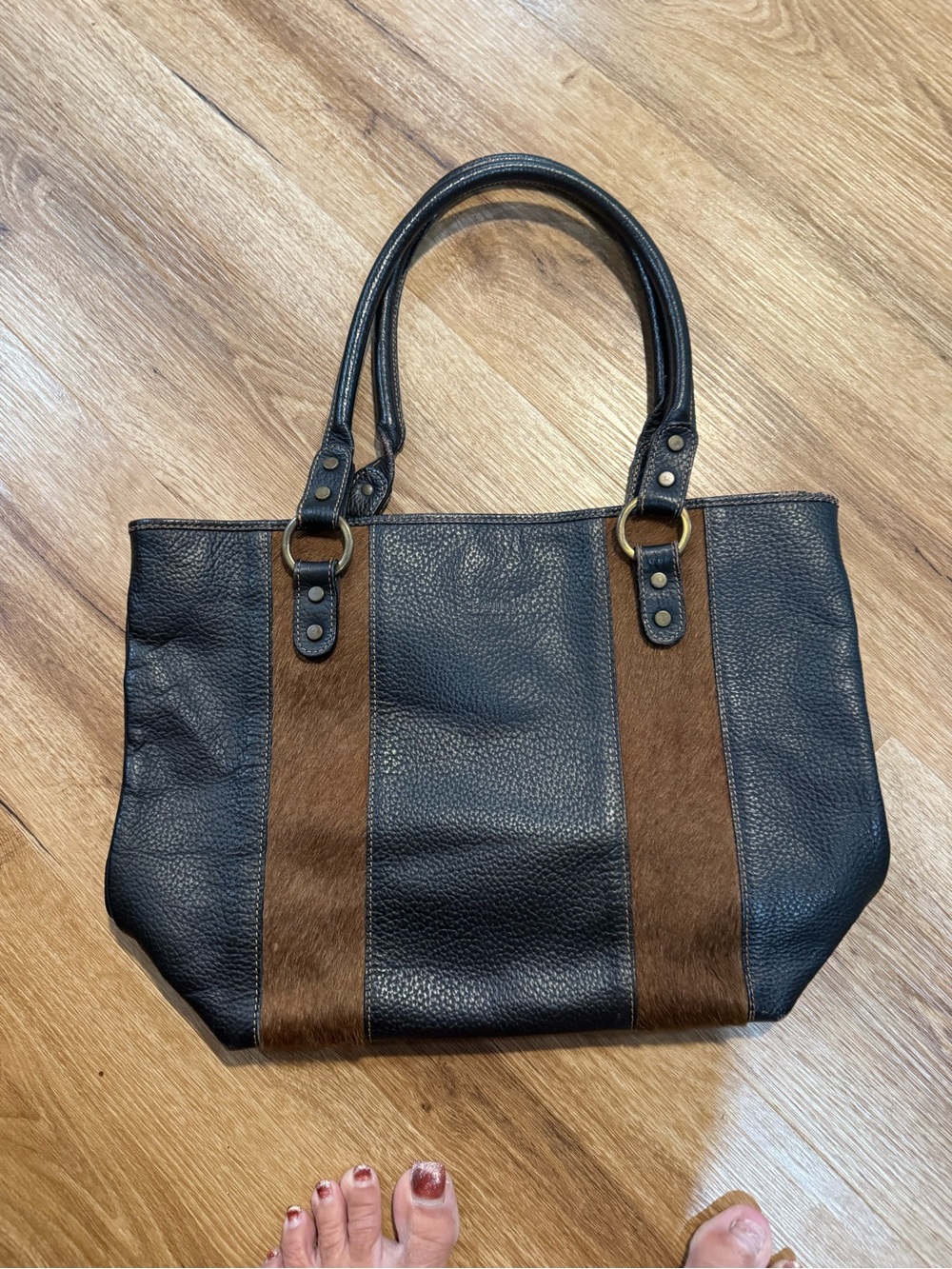 Women’s Black and Brown Leather Tote Bag